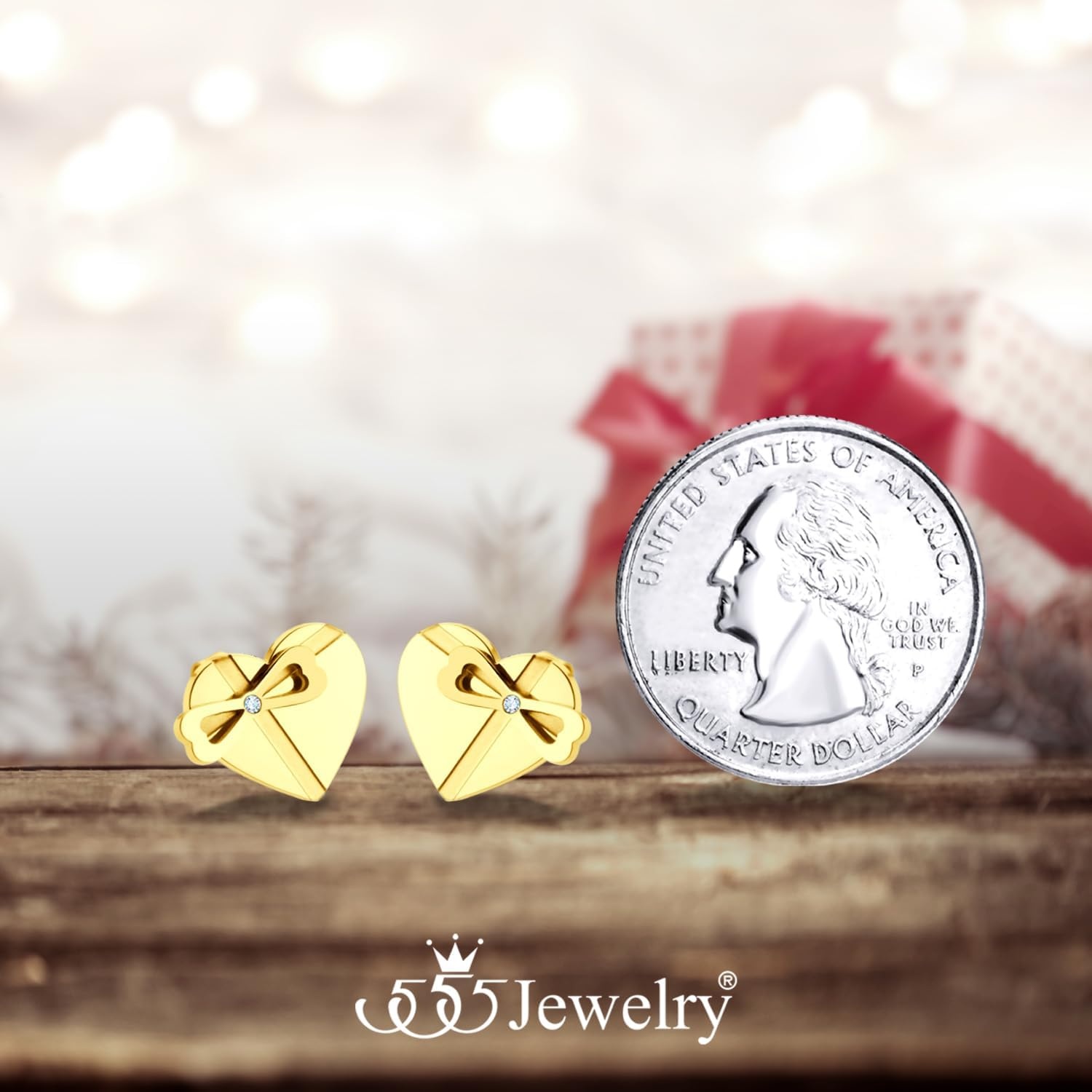 image:image555Jewelry Delicate Small Heart amp bowknot Stud Earrings for Women amp LadiesGold