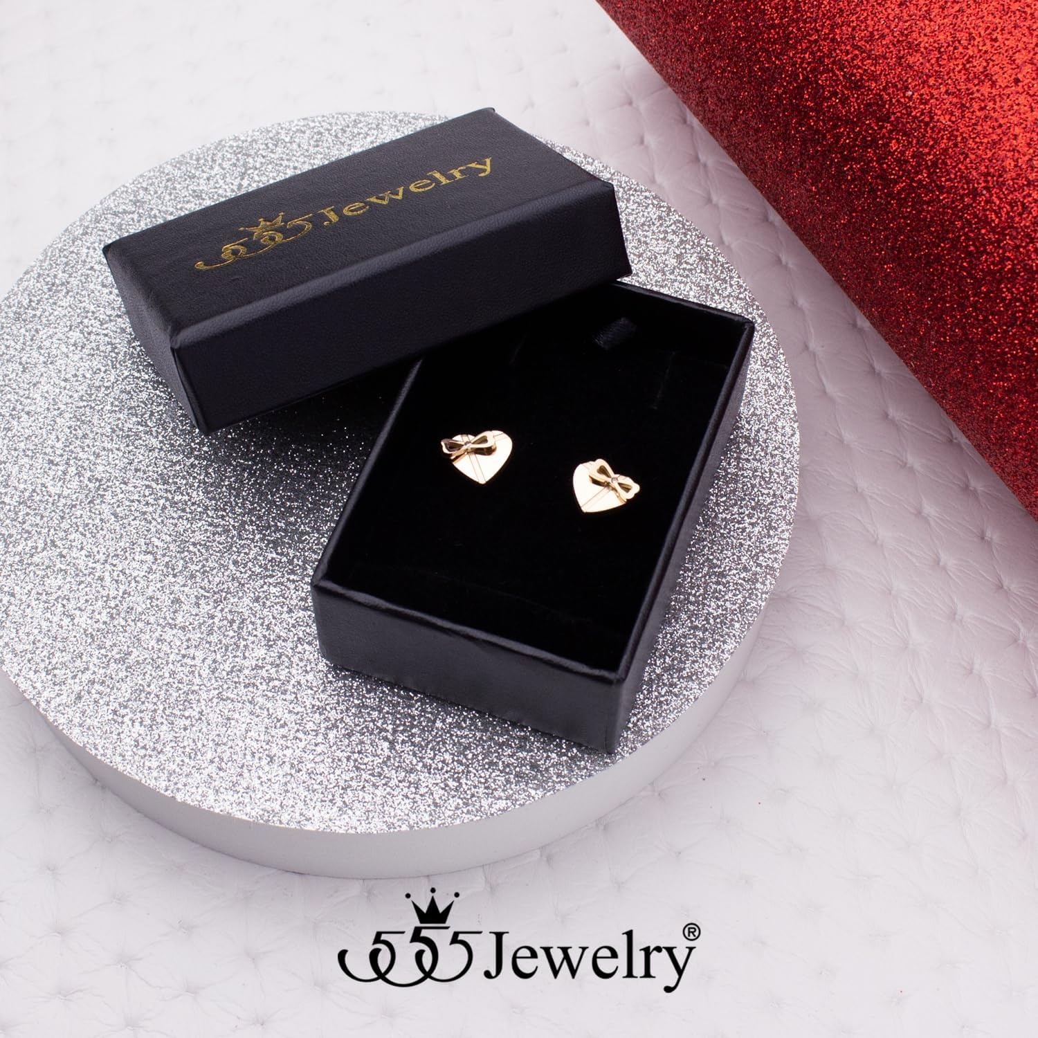 image:image555Jewelry Delicate Small Heart amp bowknot Stud Earrings for Women amp LadiesRose Gold