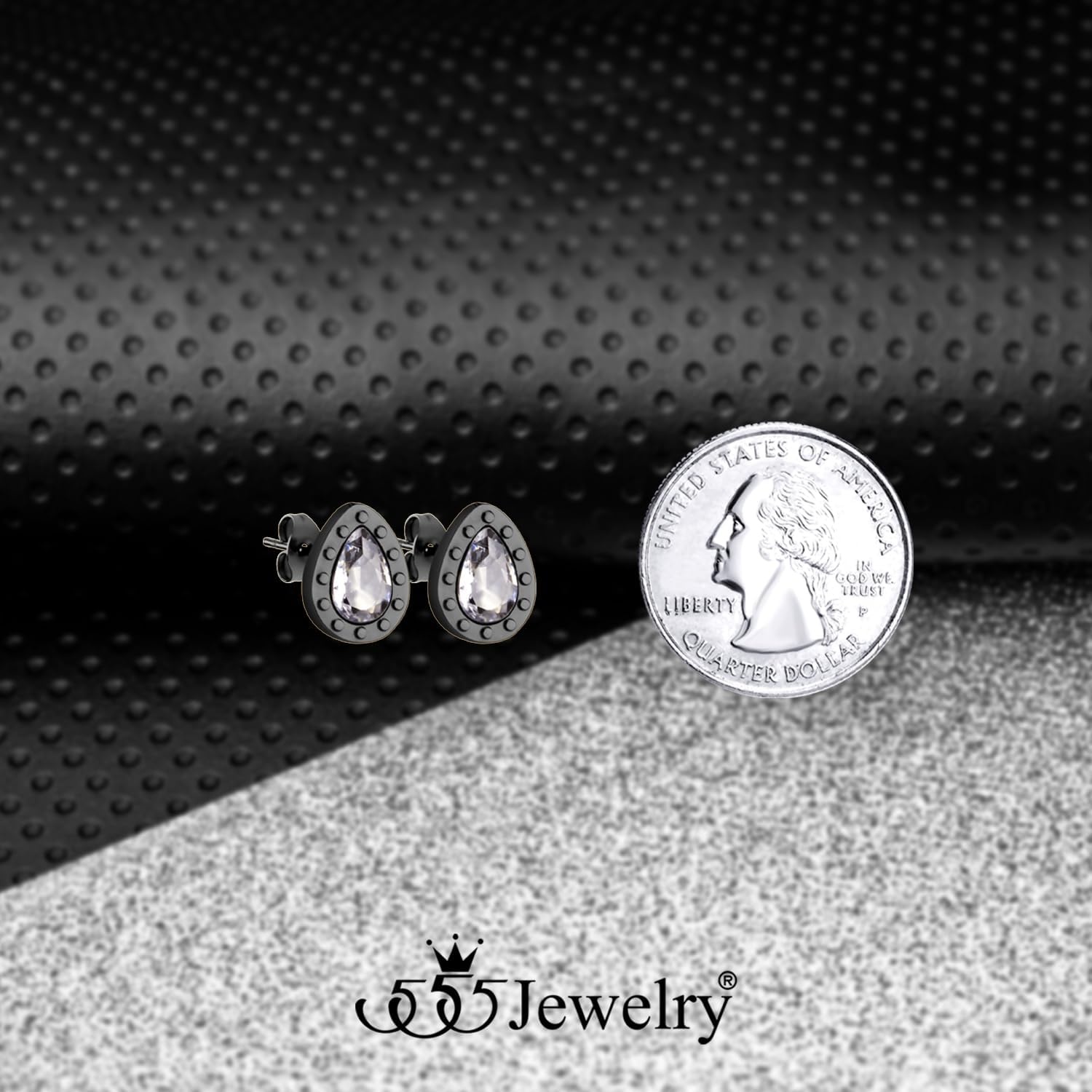image:image555Jewelry Hypoallergenic Stainless Steel Sparkly CZ Teardrop Bridal Stud Earrings for WomenBlack