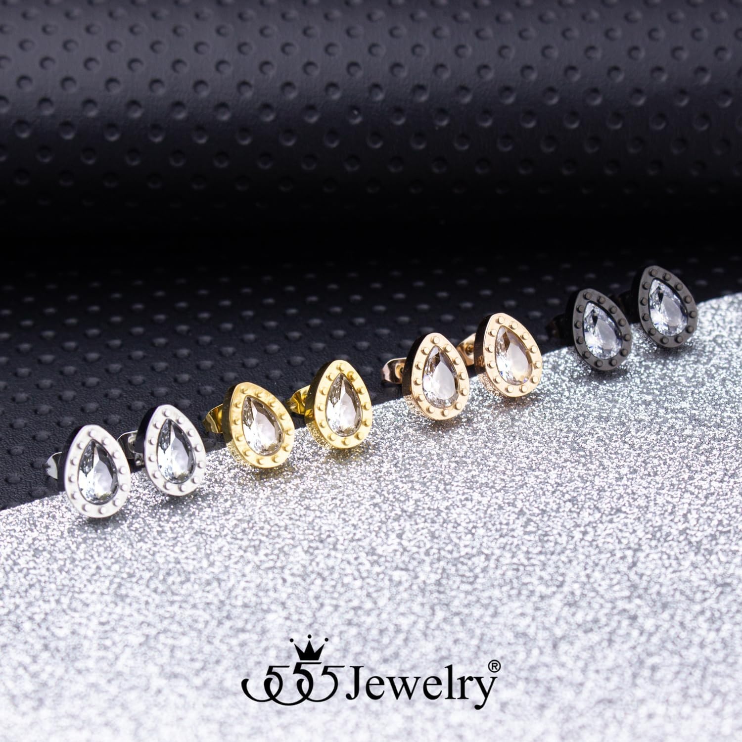 image:image555Jewelry Hypoallergenic Stainless Steel Sparkly CZ Teardrop Bridal Stud Earrings for WomenRose Gold