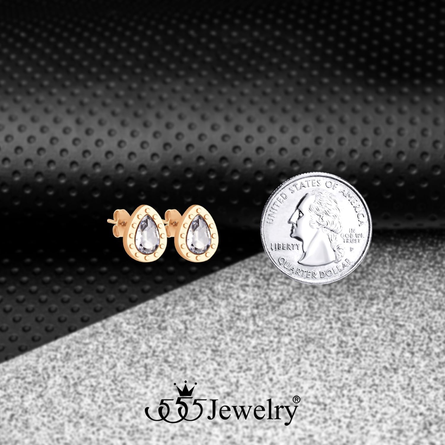 image:image555Jewelry Hypoallergenic Stainless Steel Sparkly CZ Teardrop Bridal Stud Earrings for WomenRose Gold