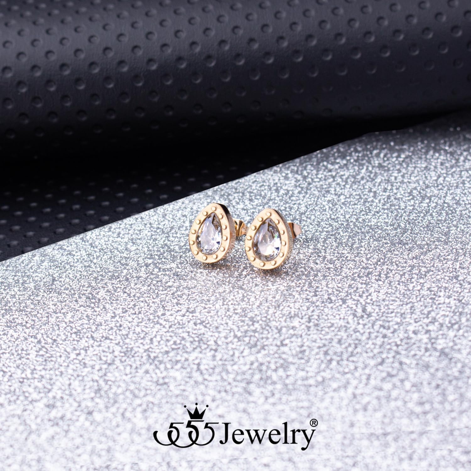 image:image555Jewelry Hypoallergenic Stainless Steel Sparkly CZ Teardrop Bridal Stud Earrings for WomenRose Gold