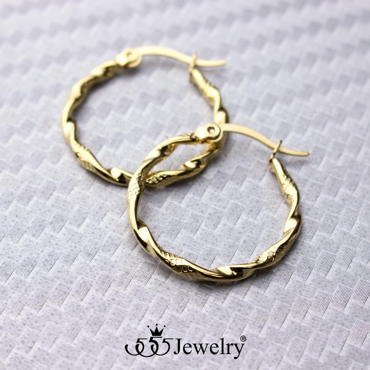 image:image555Jewelry Medium Twisted Wire Round Stainless Steel Hoop Earrings for WomenGold