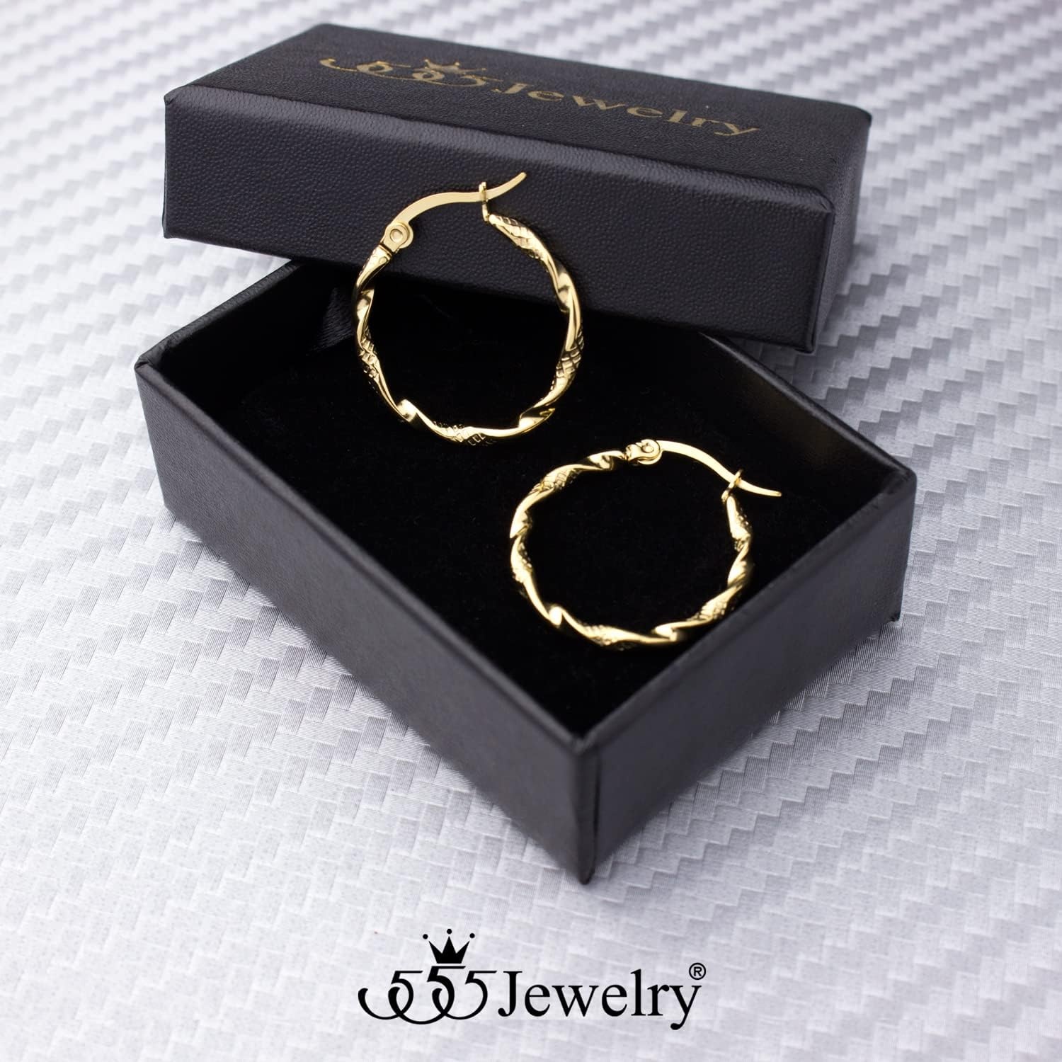 image:image555Jewelry Medium Twisted Wire Round Stainless Steel Hoop Earrings for WomenGold