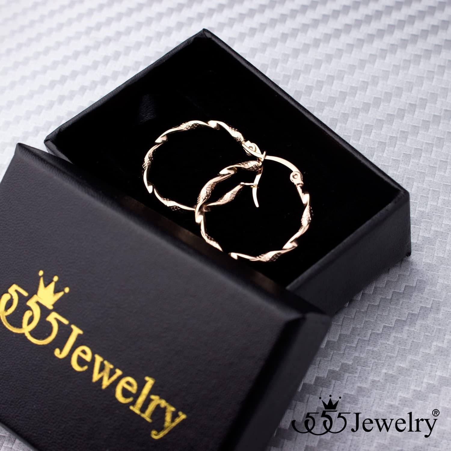image:image555Jewelry Medium Twisted Wire Round Stainless Steel Hoop Earrings for WomenRose Gold