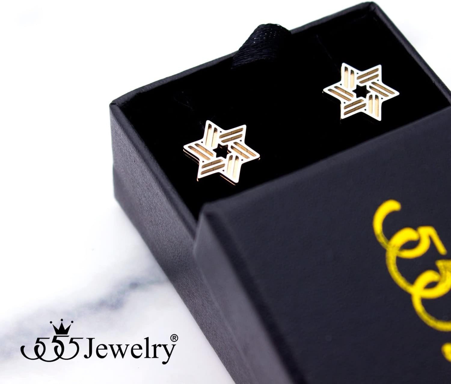 image:image555Jewelry Modern Hypoallergenic Stainless Steel Ribbed Star of David Stud Earrings for WomenSilverRose Gold