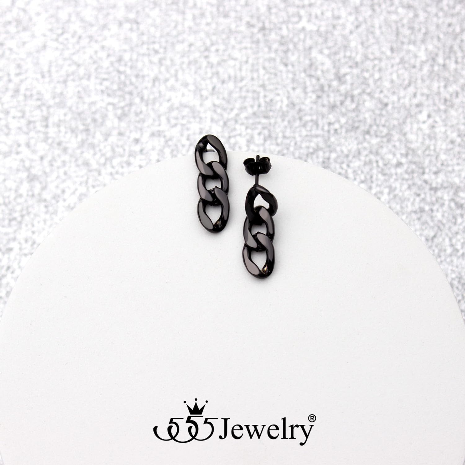image:image555Jewelry Stainless Steel Cuban Link Chain Stud Earrings for Women amp LadiesBlack