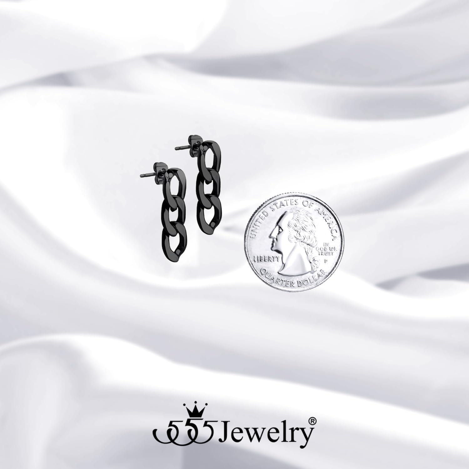 image:image555Jewelry Stainless Steel Cuban Link Chain Stud Earrings for Women amp LadiesBlack