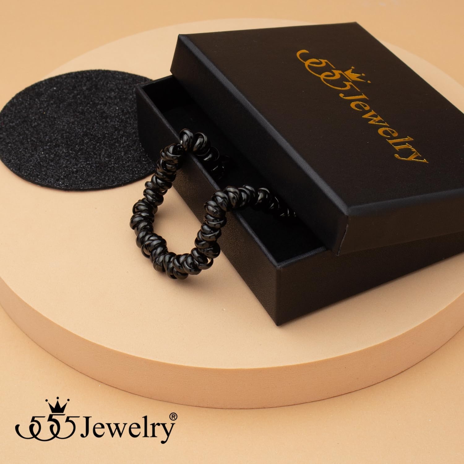 image:image555Jewelry Stainless Steel Elegant Charm Discs amp Beads Bracelet for WomenBlack