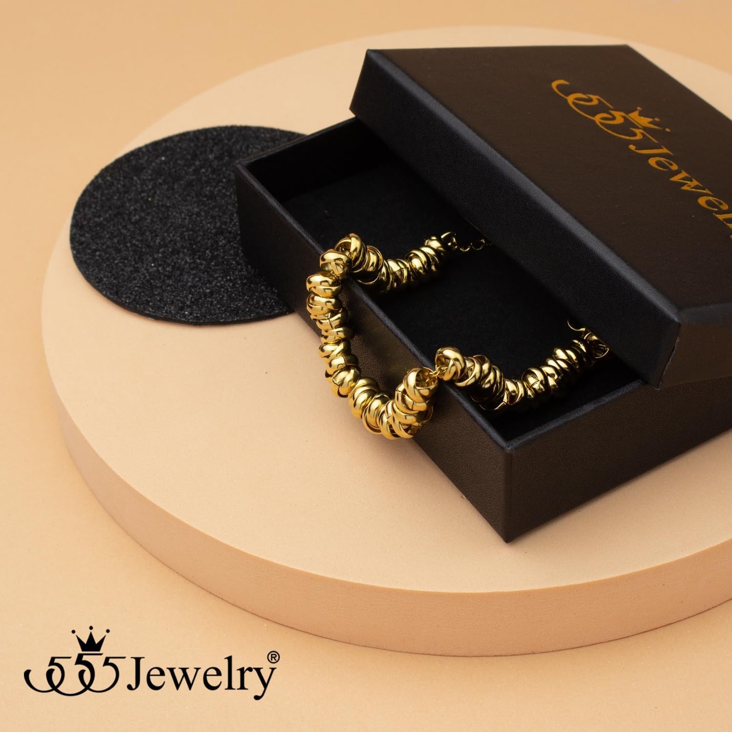 image:image555Jewelry Stainless Steel Elegant Charm Discs amp Beads Bracelet for WomenGold