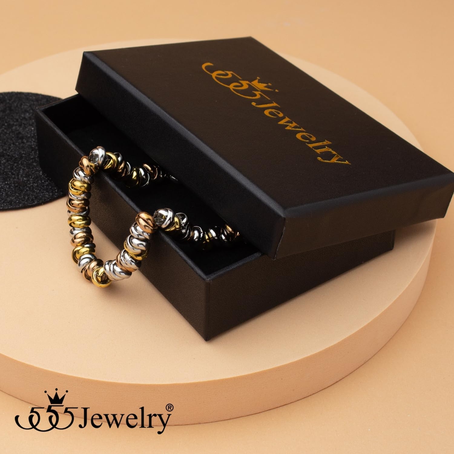 image:image555Jewelry Stainless Steel Elegant Charm Discs amp Beads Bracelet for WomenMulticolor