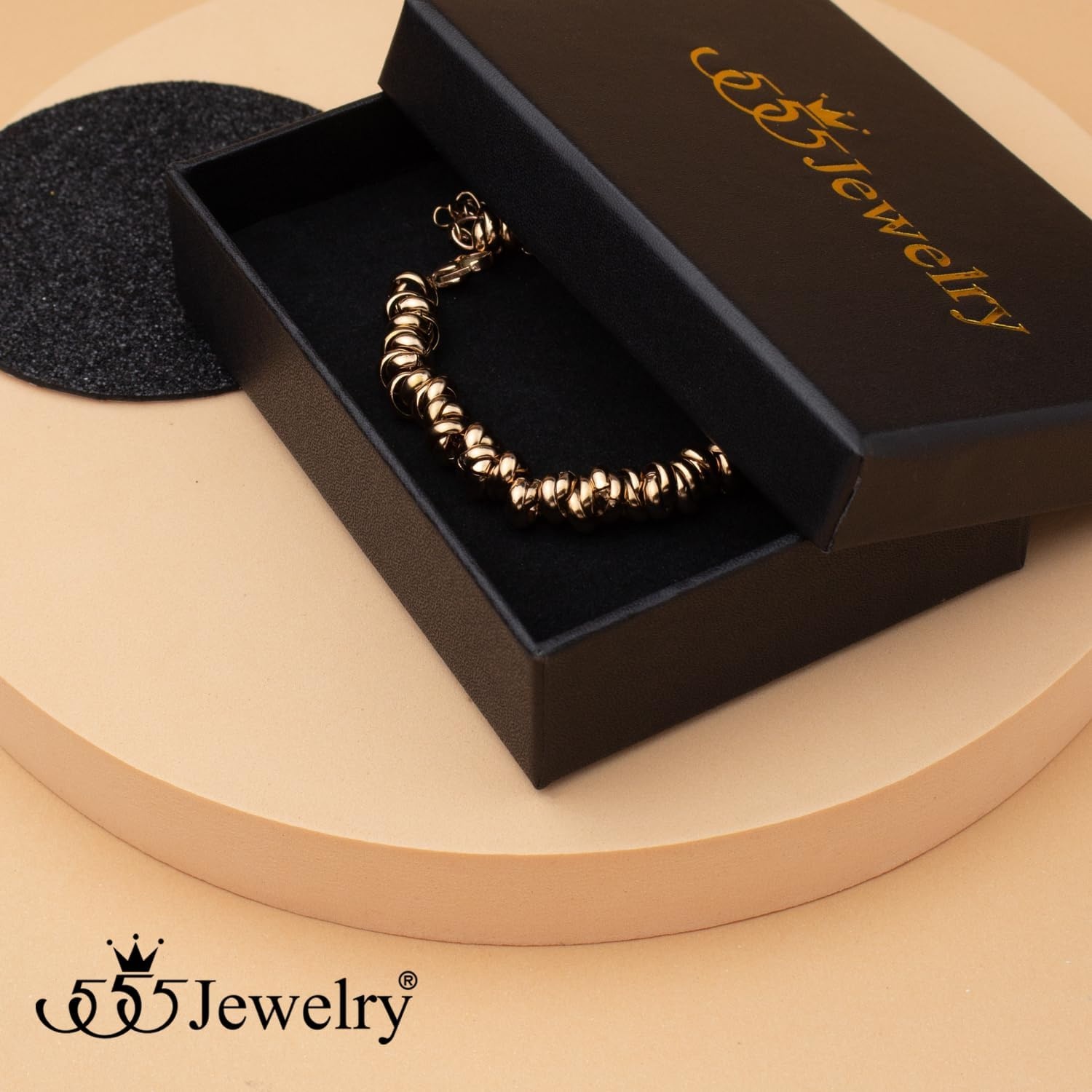 image:image555Jewelry Stainless Steel Elegant Charm Discs amp Beads Bracelet for WomenRose Gold