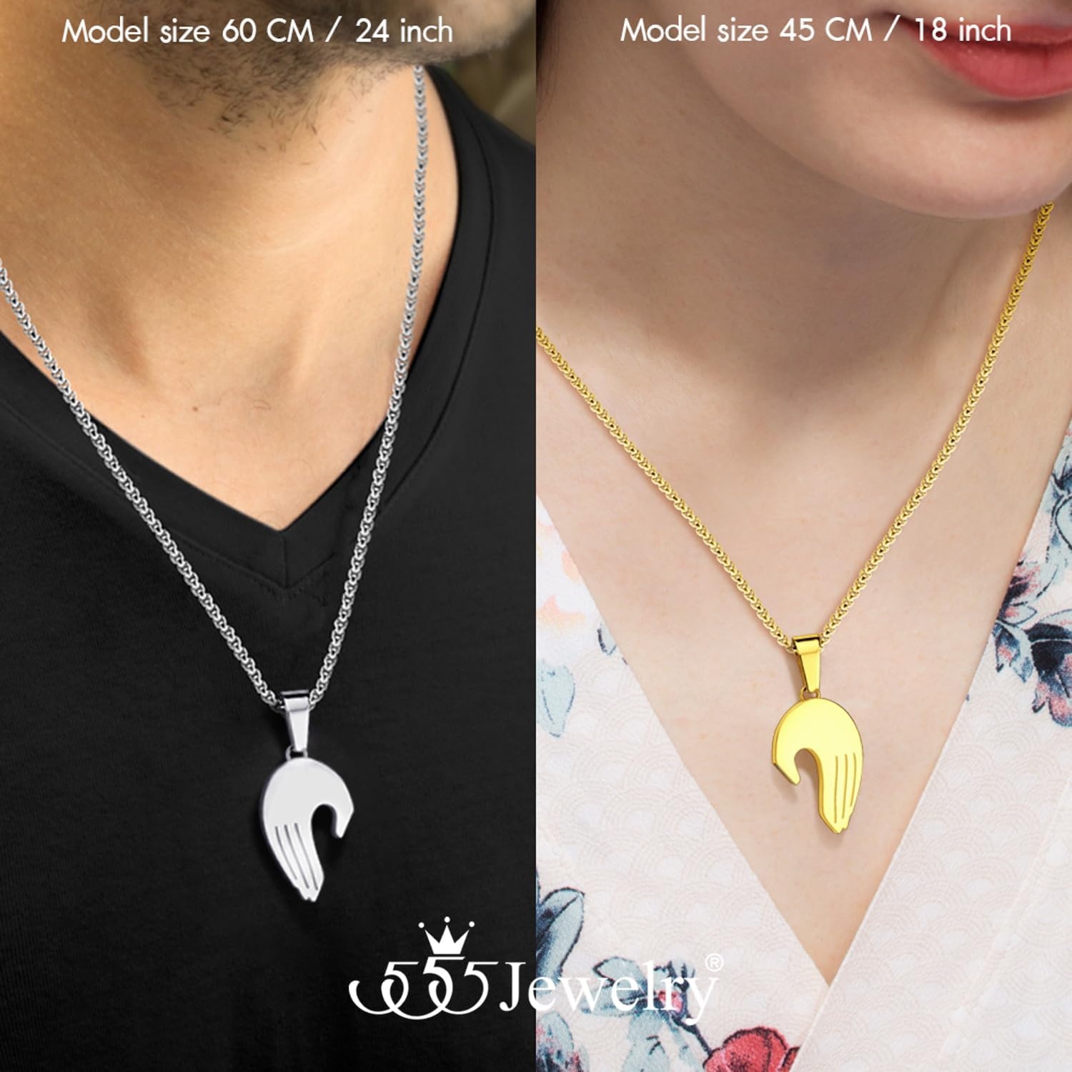 image:image555Jewelry Stainless Steel Magnetic Couples Heart Necklace for Men amp WomenSilver Gold