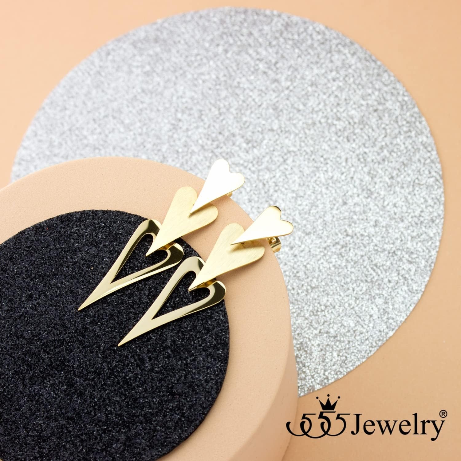 image:image555Jewelry Stainless Steel Trio Heart Dangle Earrings for Women amp LadiesGold
