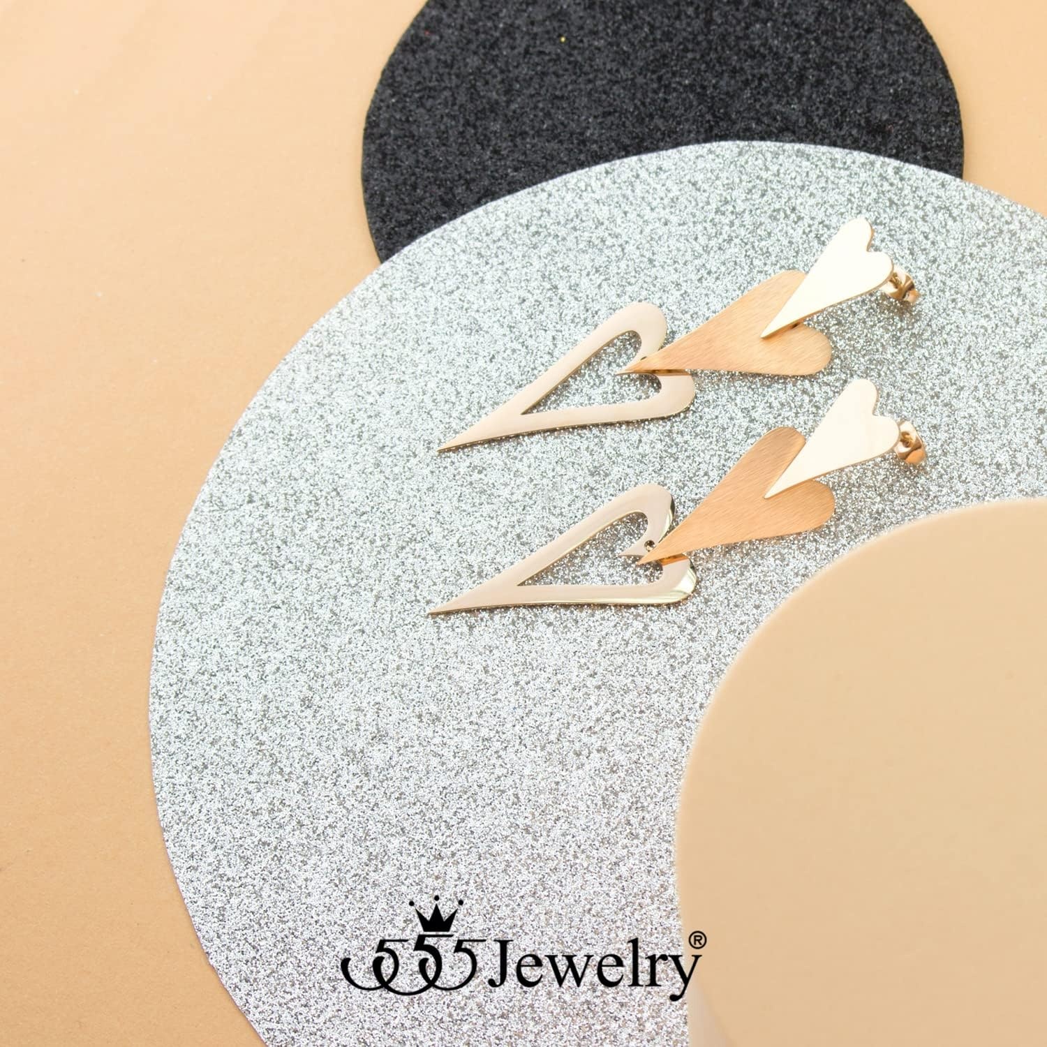 image:image555Jewelry Stainless Steel Trio Heart Dangle Earrings for Women amp LadiesRose Gold