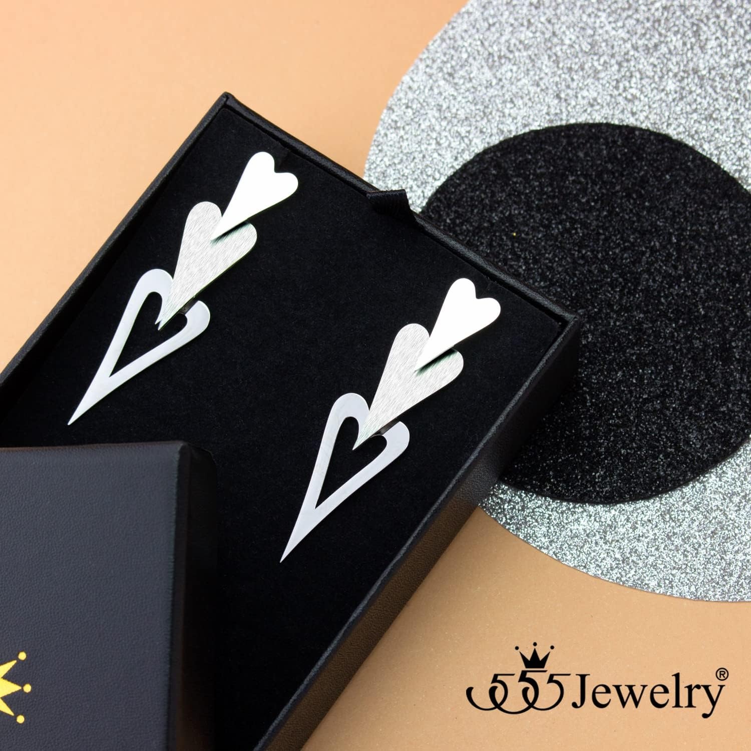 image:image555Jewelry Stainless Steel Trio Heart Dangle Earrings for Women amp LadiesSilver