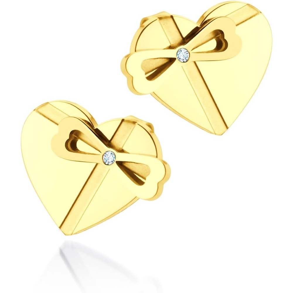 image:image555Jewelry Delicate Small Heart amp bowknot Stud Earrings for Women amp LadiesGold