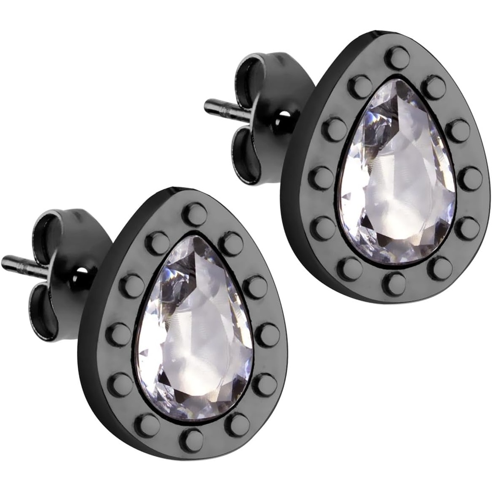 image:image555Jewelry Hypoallergenic Stainless Steel Sparkly CZ Teardrop Bridal Stud Earrings for WomenBlack