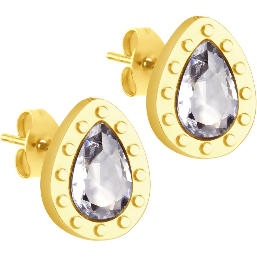 image:image555Jewelry Hypoallergenic Stainless Steel Sparkly CZ Teardrop Bridal Stud Earrings for WomenGold