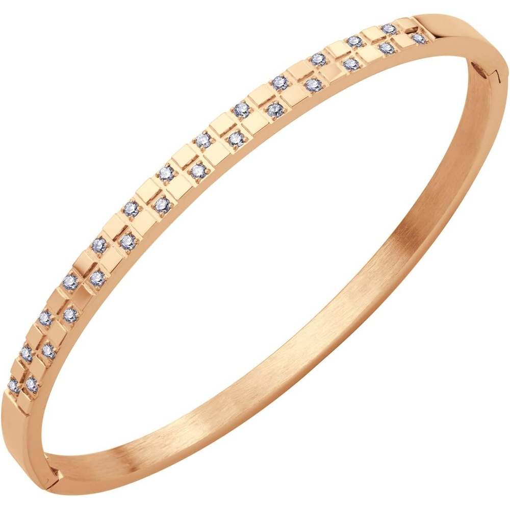 image:image555Jewelry Luxury CZ Stainless Steel Hinged Cuff Bangle Bracelet for WomenRose Gold