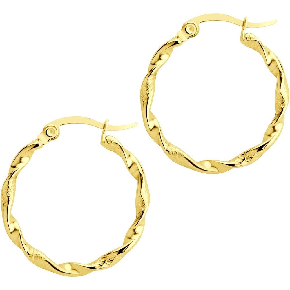 image:image555Jewelry Medium Twisted Wire Round Stainless Steel Hoop Earrings for WomenGold