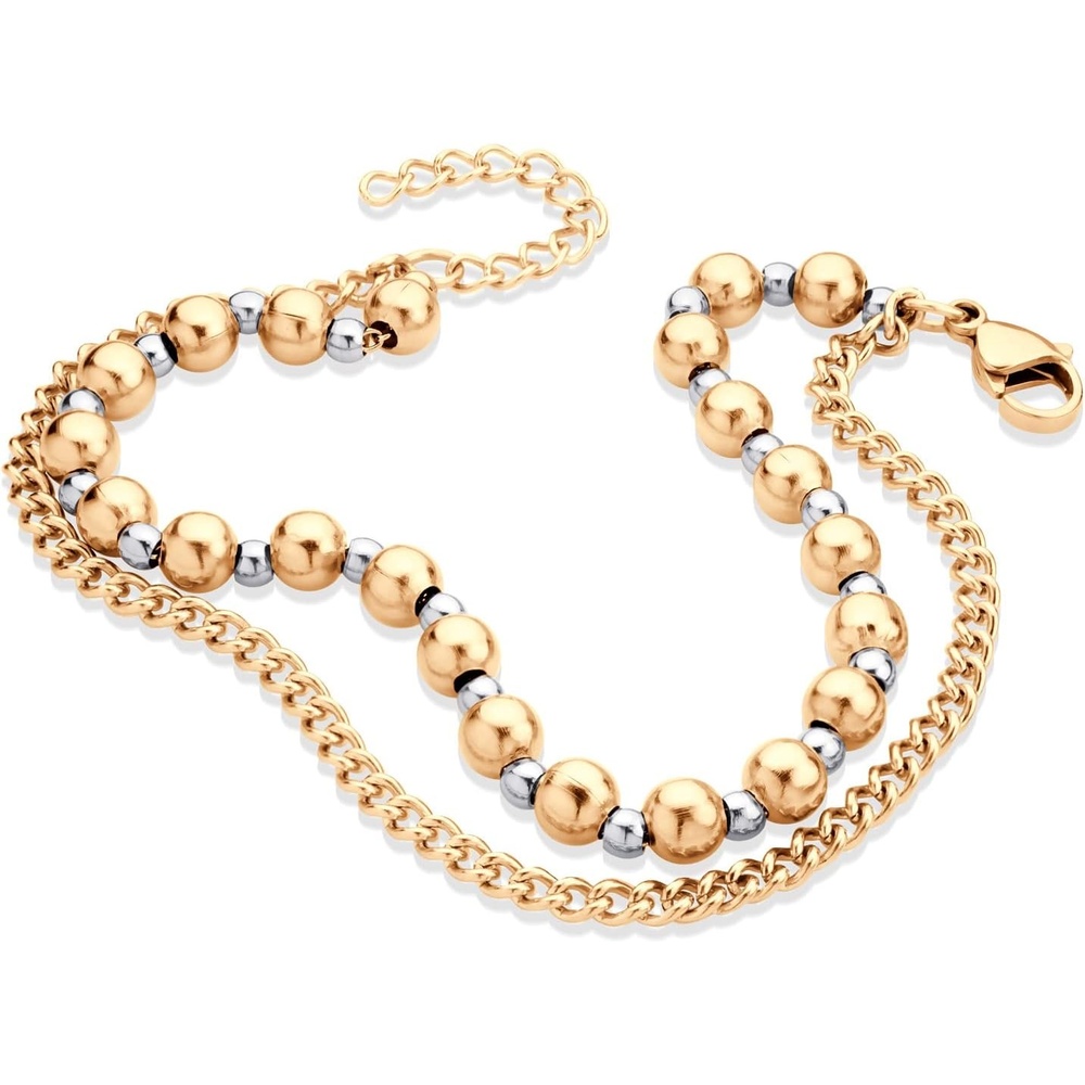 image:image555Jewelry Stainless Steel Ball Bead amp Chain Wrap Bracelet for Women amp Ladies 7 Inch 1 Inch ExtensionRose GoldSilver