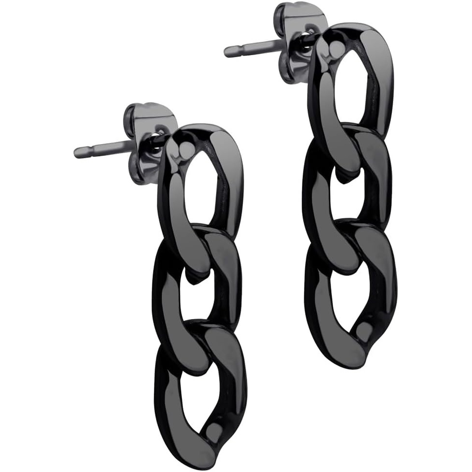 image:image555Jewelry Stainless Steel Cuban Link Chain Stud Earrings for Women amp LadiesBlack