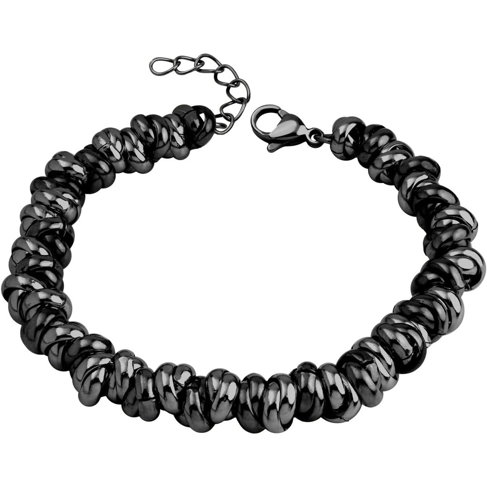 image:image555Jewelry Stainless Steel Elegant Charm Discs amp Beads Bracelet for WomenBlack