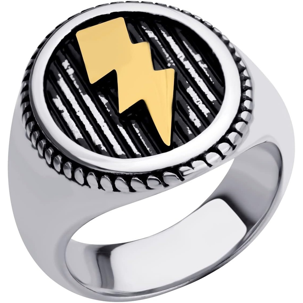 image:image555Jewelry Stainless Steel Flash Thunder Lightning Bolt Signet Ring for Men amp BoysSilver Gold