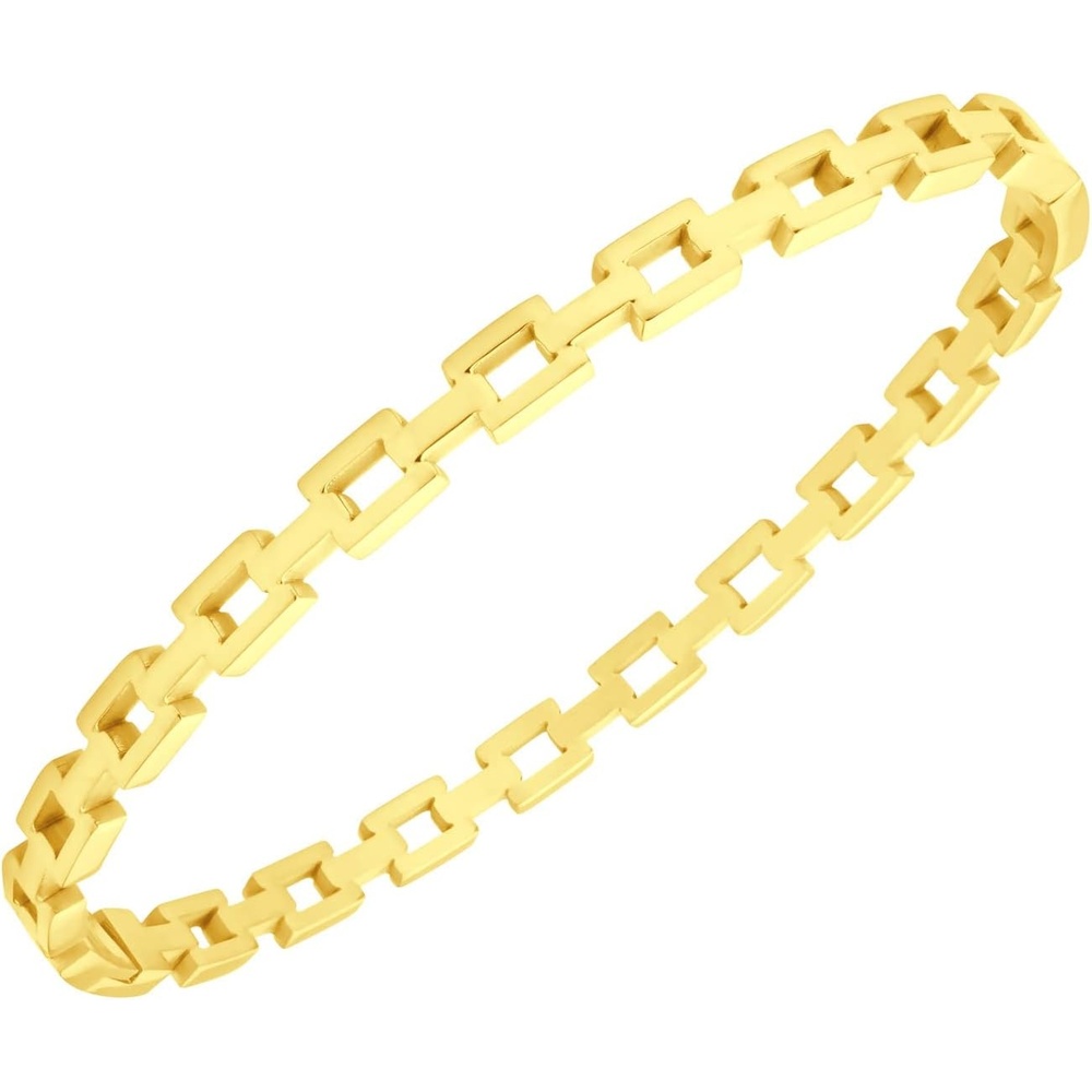 image:image555Jewelry Stainless Steel Hinged Chain Link Bangle Bracelet for Women amp MenGold