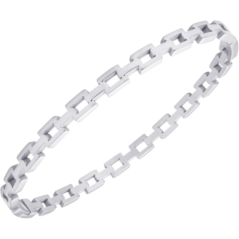 image:image555Jewelry Stainless Steel Hinged Chain Link Bangle Bracelet for Women amp MenSilver