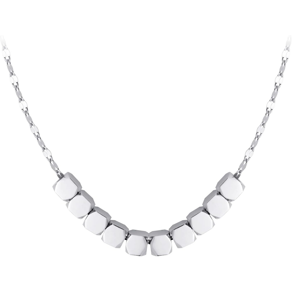 image:image555Jewelry Stainless Steel Tiny Sliding Cubes Anchor Chain Necklace for Women amp LadiesSilver