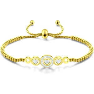 image:image555Jewelry Adjustable Slider Cuff CZ Hearts Bolo Bracelet for Women amp LadiesGold