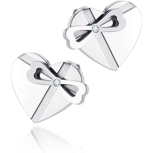 image:image555Jewelry Delicate Small Heart amp bowknot Stud Earrings for Women amp LadiesSilver