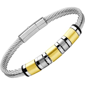 image:image555Jewelry Elegant Stainless Steel Dual Row Twisted Cable Bracelet for Men Cool BraceletsGold