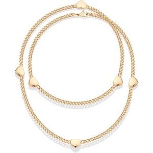 image:image555Jewelry Long Stainless Steel Stationed Hearts Curb Link Chain Necklace for WomenRose Gold