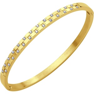 image:image555Jewelry Luxury CZ Stainless Steel Hinged Cuff Bangle Bracelet for WomenGold