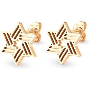 image:image555Jewelry Modern Hypoallergenic Stainless Steel Ribbed Star of David Stud Earrings for WomenRose Gold