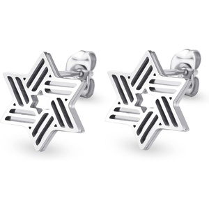 image:image555Jewelry Modern Hypoallergenic Stainless Steel Ribbed Star of David Stud Earrings for WomenSilver