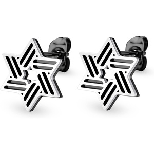 image:image555Jewelry Modern Hypoallergenic Stainless Steel Ribbed Star of David Stud Earrings for WomenSilverBlack
