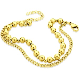 image:image555Jewelry Stainless Steel Ball Bead amp Chain Wrap Bracelet for Women amp Ladies 7 Inch  1 Inch ExtensionGold
