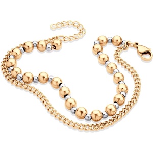image:image555Jewelry Stainless Steel Ball Bead amp Chain Wrap Bracelet for Women amp Ladies 7 Inch  1 Inch ExtensionRose GoldSilver