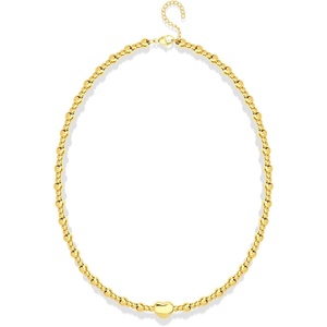 image:image555Jewelry Stainless Steel Ball Beaded Heart Necklace for Women amp LadiesGold