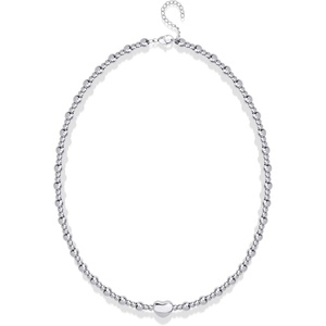 image:image555Jewelry Stainless Steel Ball Beaded Heart Necklace for Women amp LadiesSilver