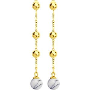 image:image555Jewelry Stainless Steel Beaded Dangle HowliteTurquoise Stud Earrings for WomenGold Howlite