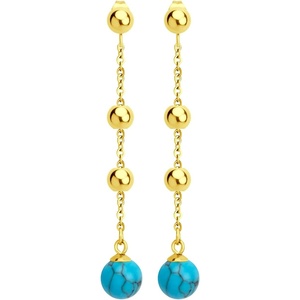 image:image555Jewelry Stainless Steel Beaded Dangle HowliteTurquoise Stud Earrings for WomenGold Turquoise