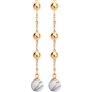 image:image555Jewelry Stainless Steel Beaded Dangle HowliteTurquoise Stud Earrings for WomenRose Gold Howlite