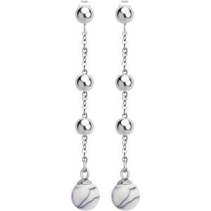 image:image555Jewelry Stainless Steel Beaded Dangle HowliteTurquoise Stud Earrings for WomenSilver Howlite