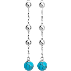 image:image555Jewelry Stainless Steel Beaded Dangle HowliteTurquoise Stud Earrings for WomenSilver Turquoise