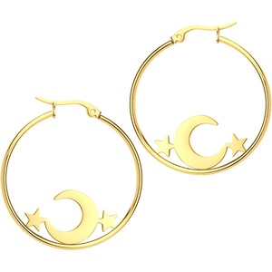 image:image555Jewelry Stainless Steel Celestial Moon amp Stars Hoop Earrings for Women amp LadiesGold